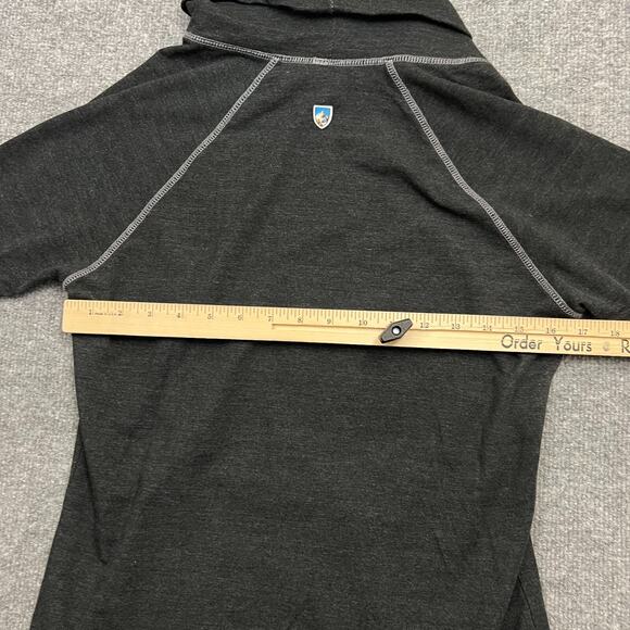 KUHL Womens M Cowl Neck Pullover Sweater Gray Tencel Blend Thumbholes Athleisure - Picture 9 of 12